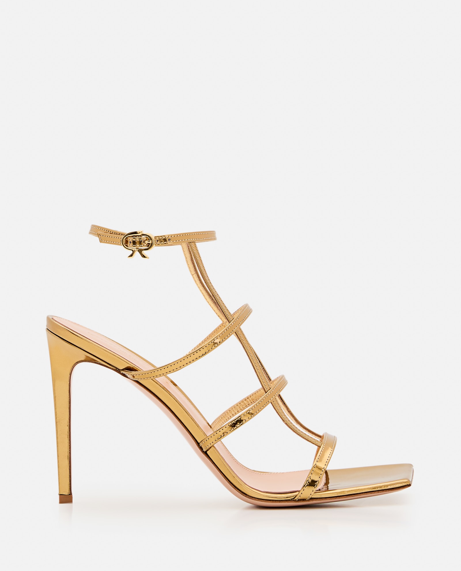 Shop Gianvito Rossi Letal Leather Heel Sandals In Golden