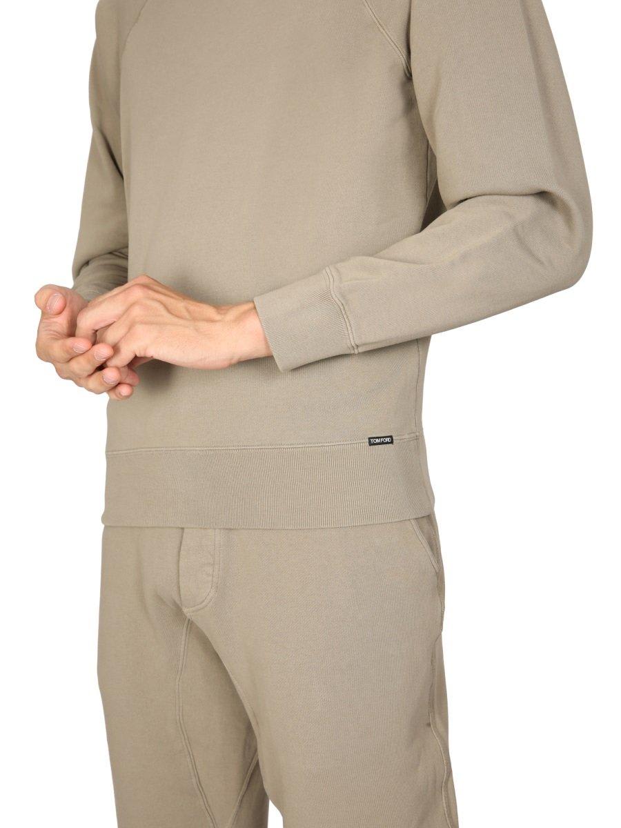 Shop Tom Ford Long-sleeved Crewneck Sweatshirt In Military Green