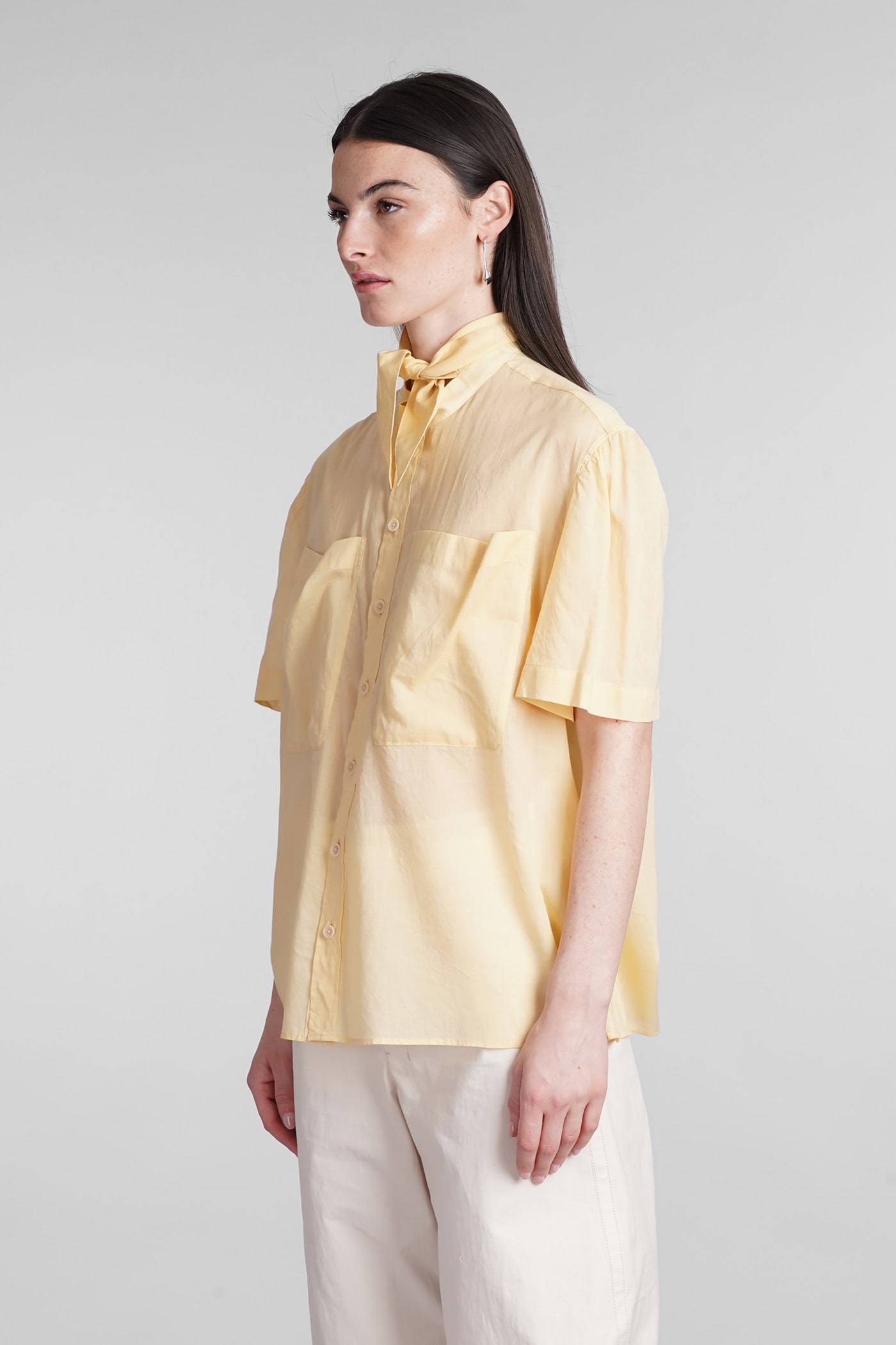 Shop Lemaire Shirt In Yellow Cotton In Ice Apricot