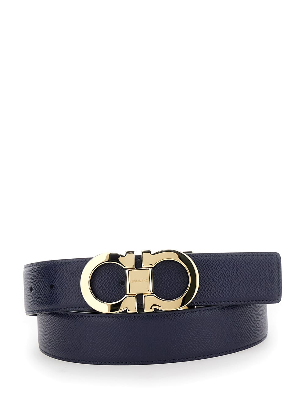 Black Reversible Belt With Gancini Buckle In Leather Man