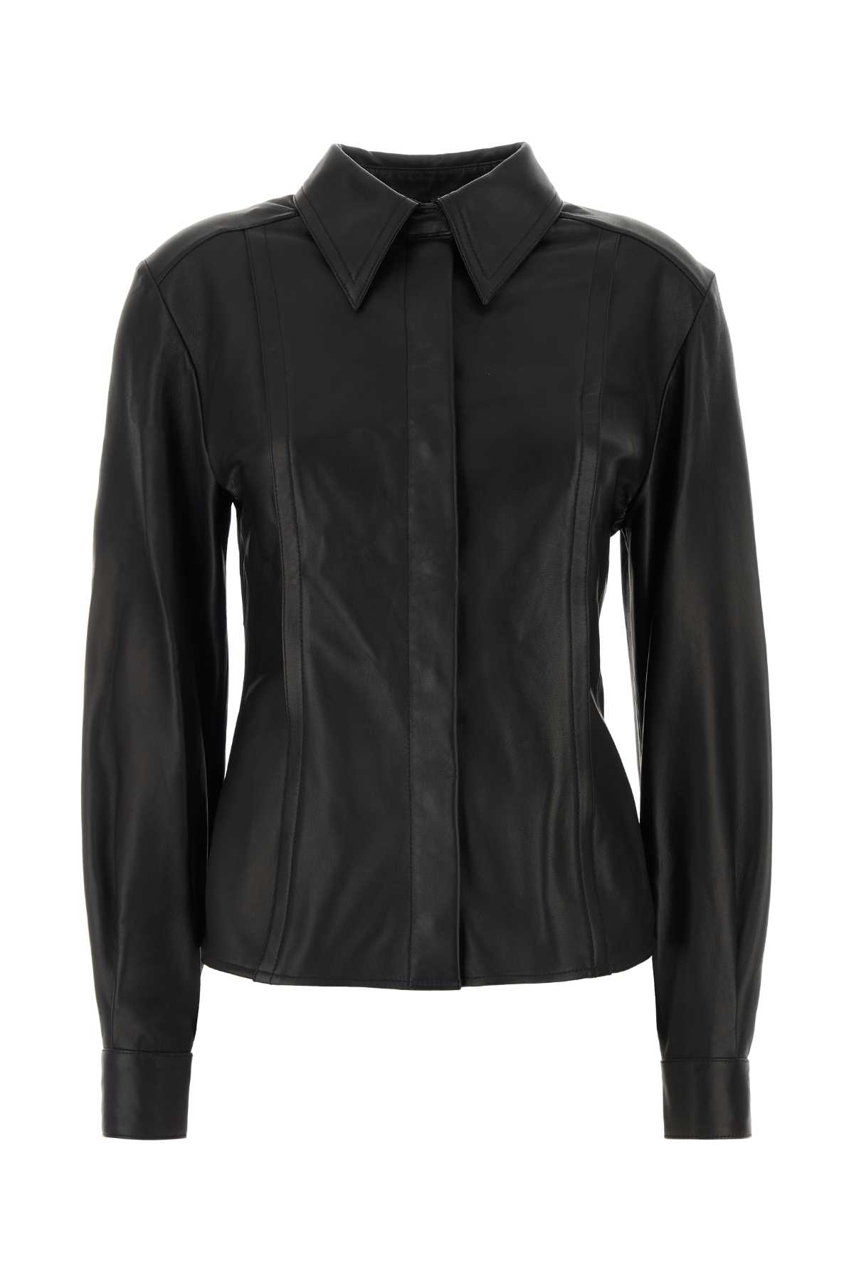 Shop Alberta Ferretti Black Leather Shirt In Nero