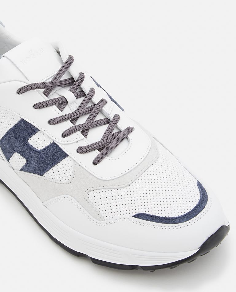 Shop Hogan Hyperlight Laced H Punched Sneakers In White