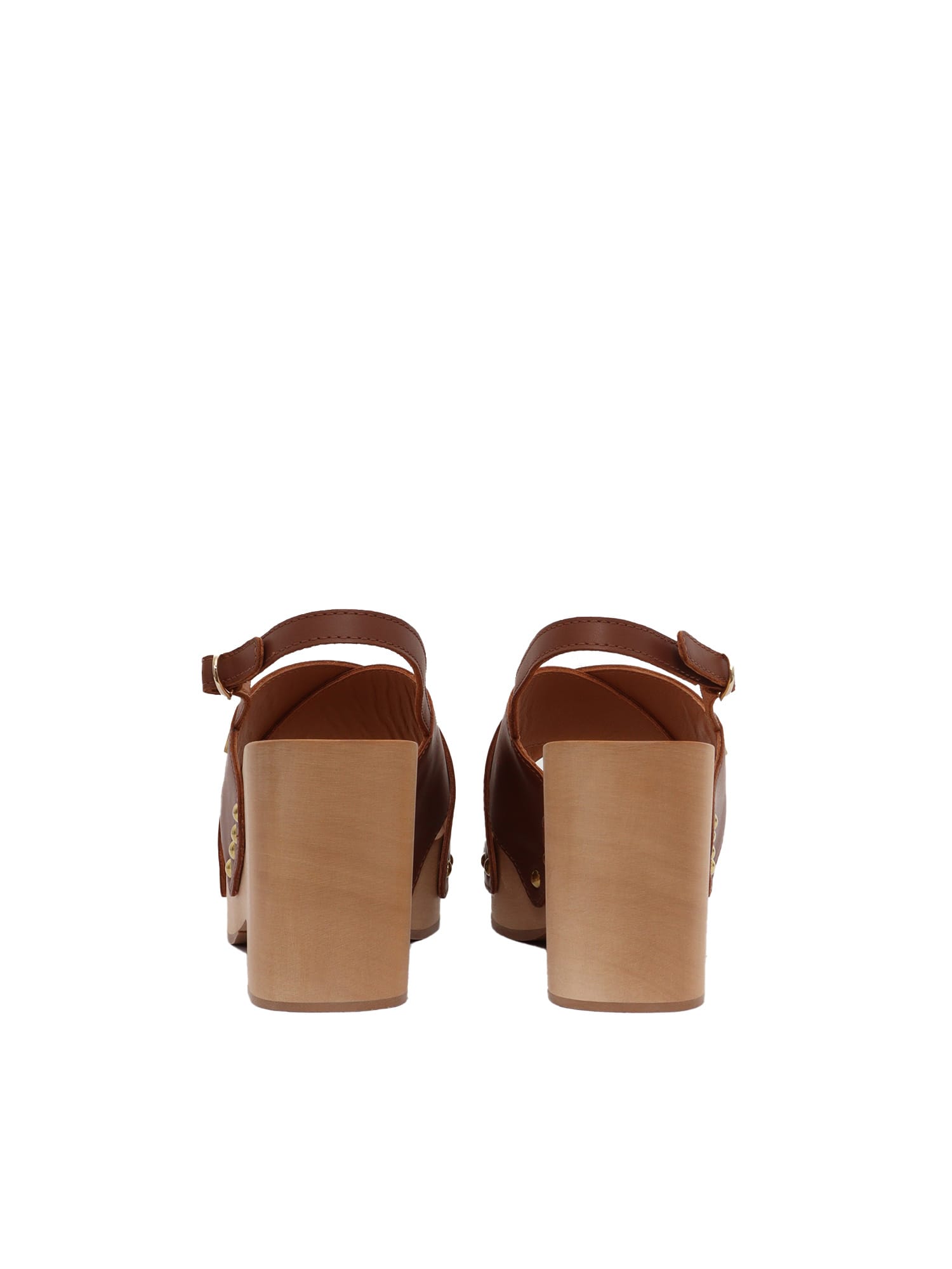 Via Roma 15 Wooden Heeled Sandals In Brown
