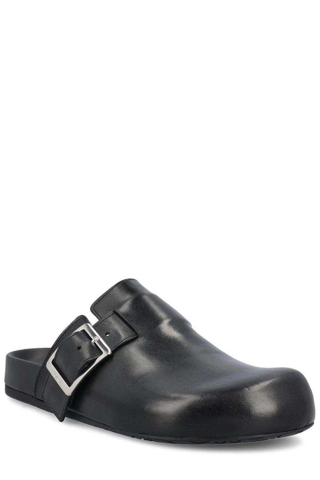 Loewe Ease Buckle Brushed Leather Clogs In Black