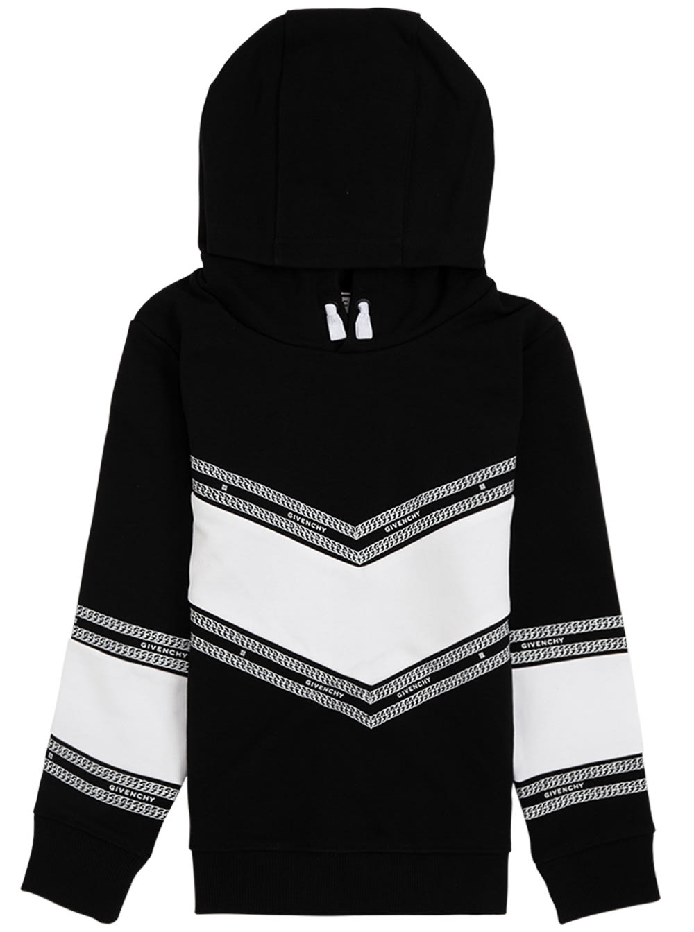 Givenchy White And Black Cotton Hoodie With Logo