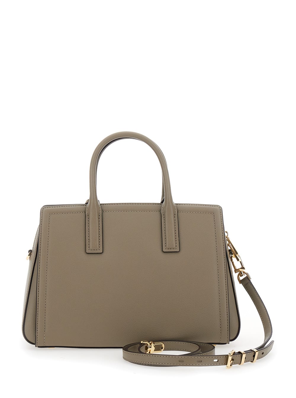 Michael Michael Kors Grey Handbag With Metallic Lettering Logo And Pendant On The Front In Leather Woman