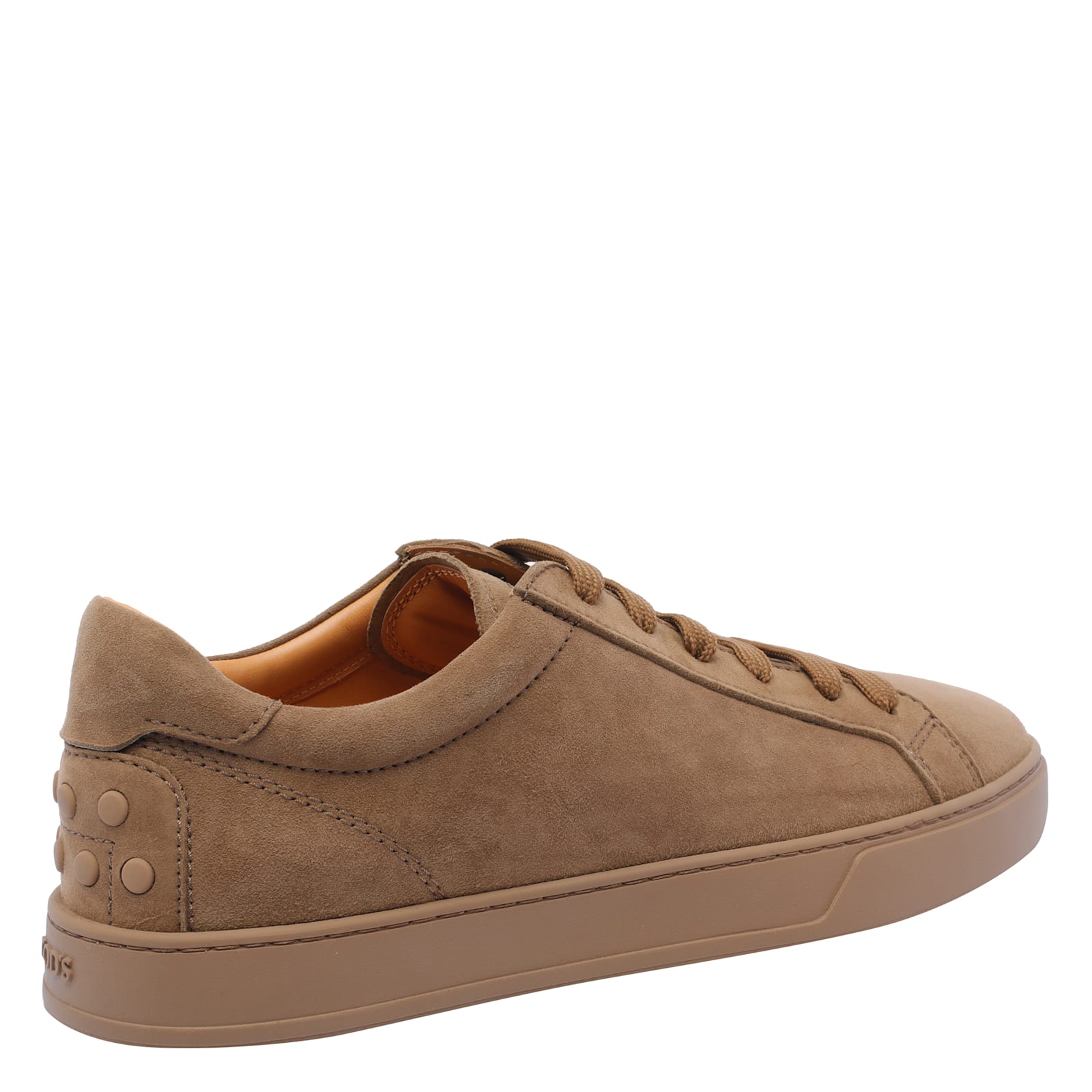 Tod's Round Toe Low-top Rubber Sole Sneakers In Brown