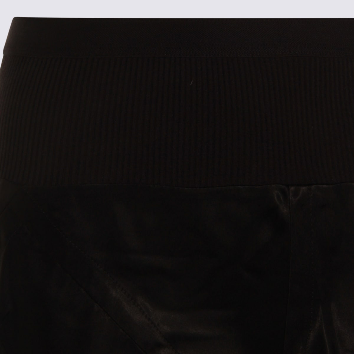 Rick Owens High Waist Wide Leg Trousers With Satin Finish In Black
