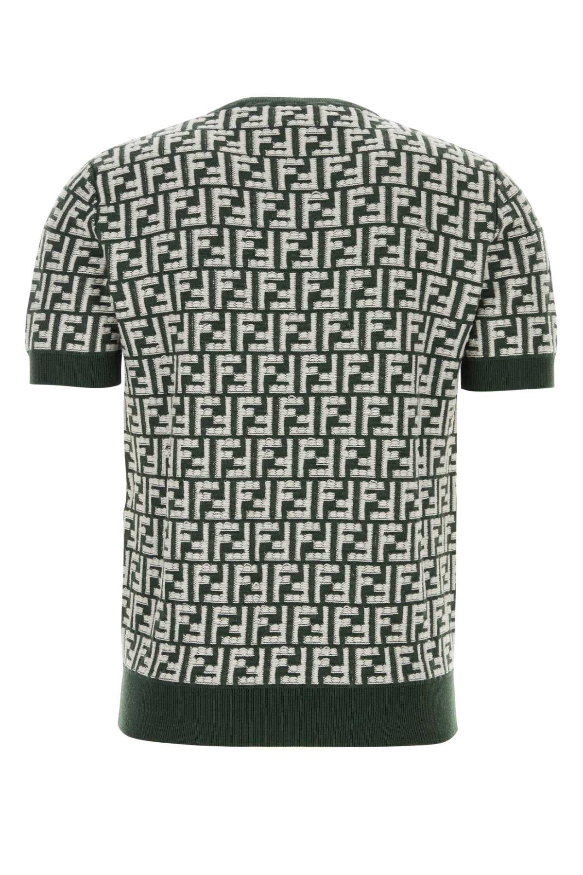 Shop Fendi Embroidered Wool Sweater In Greenmint