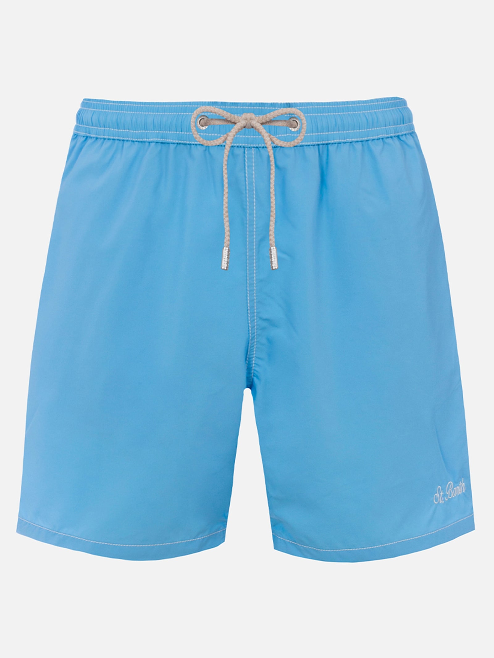 Mc2 Saint Barth Man Sky Blue Mid-length Swim Shorts Patmos In Sky