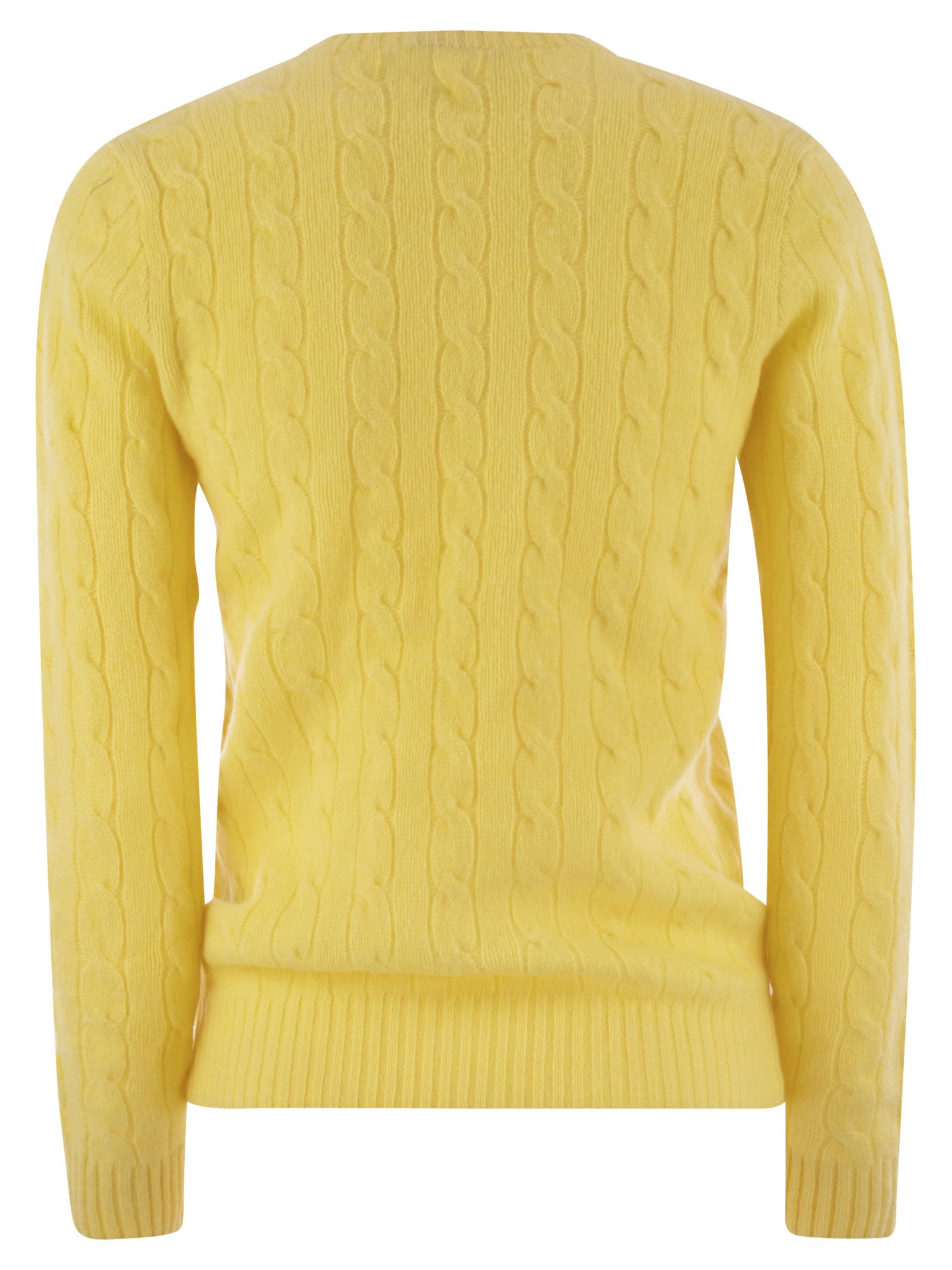 Shop Polo Ralph Lauren Wool And Cashmere Cable-knit Sweater In Yellow