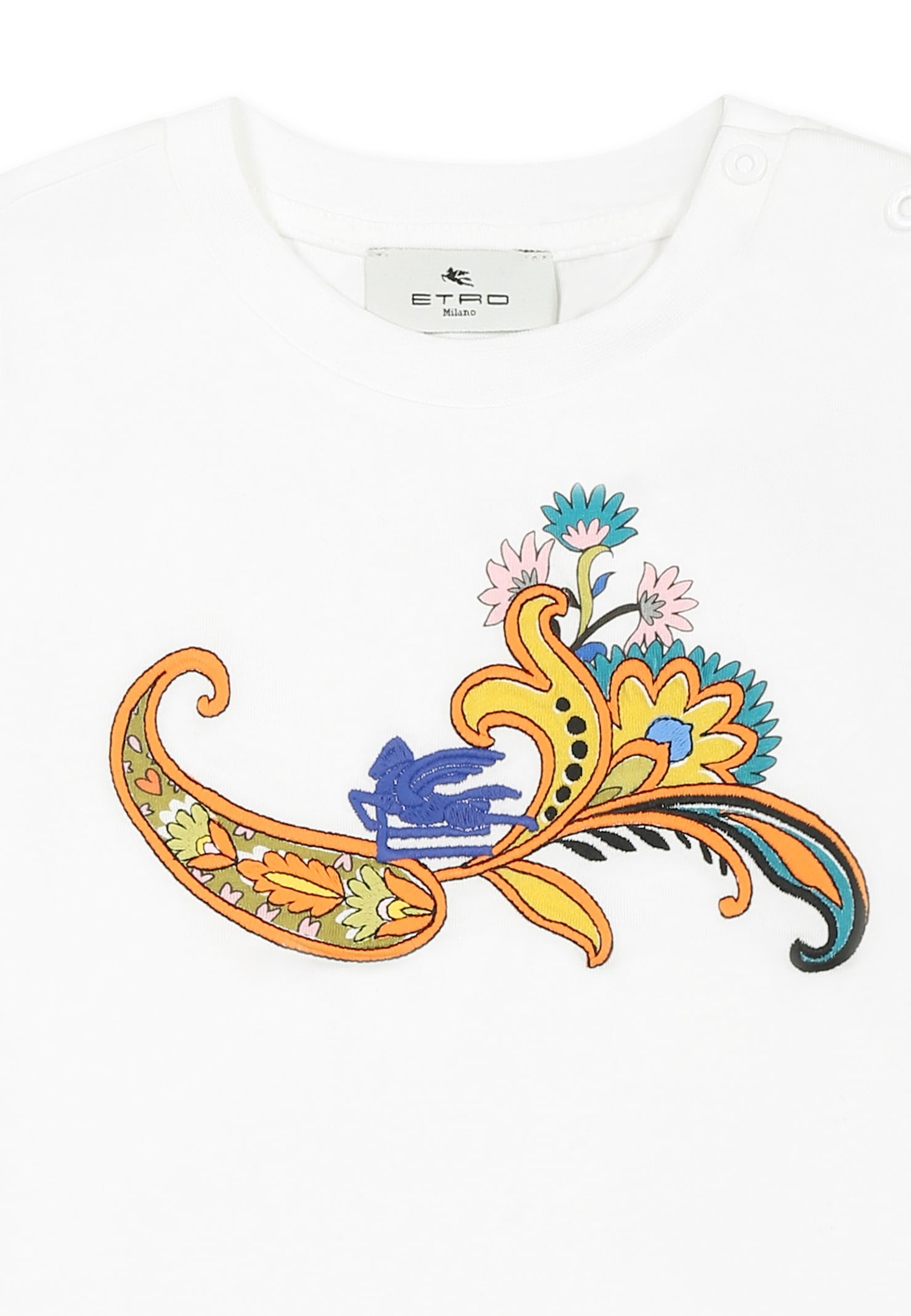 Etro Embroidered Cotton Jersey T-shirt In White