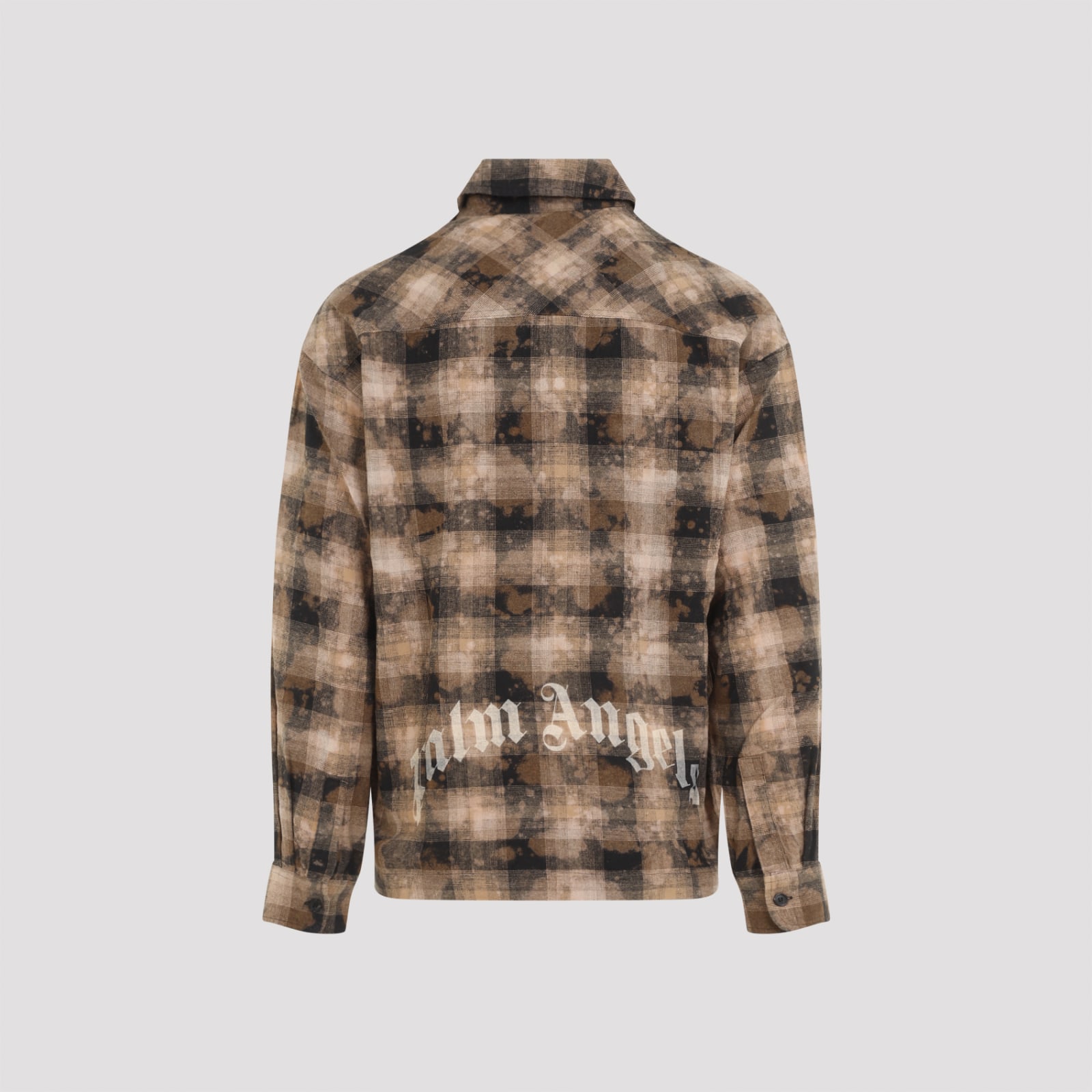 Palm Angels 'flannel Shirt With Curved Logo In Brown