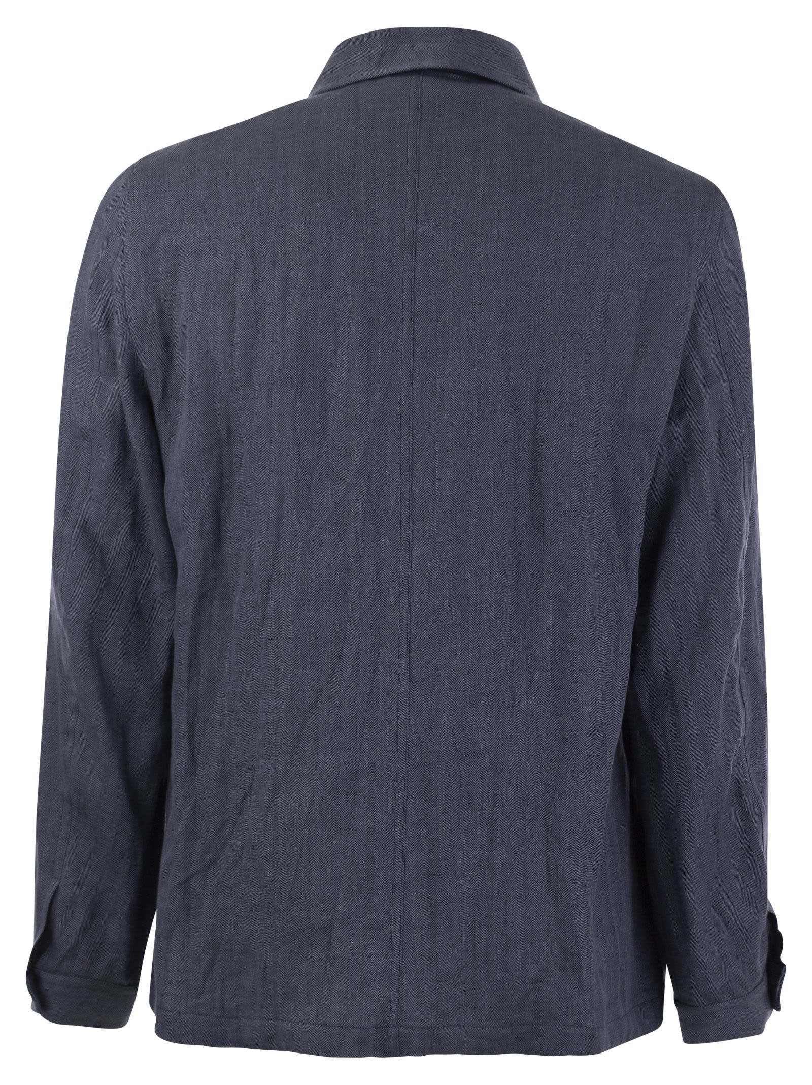 Shop Fedeli Bristol - Linen Jacket In Blue