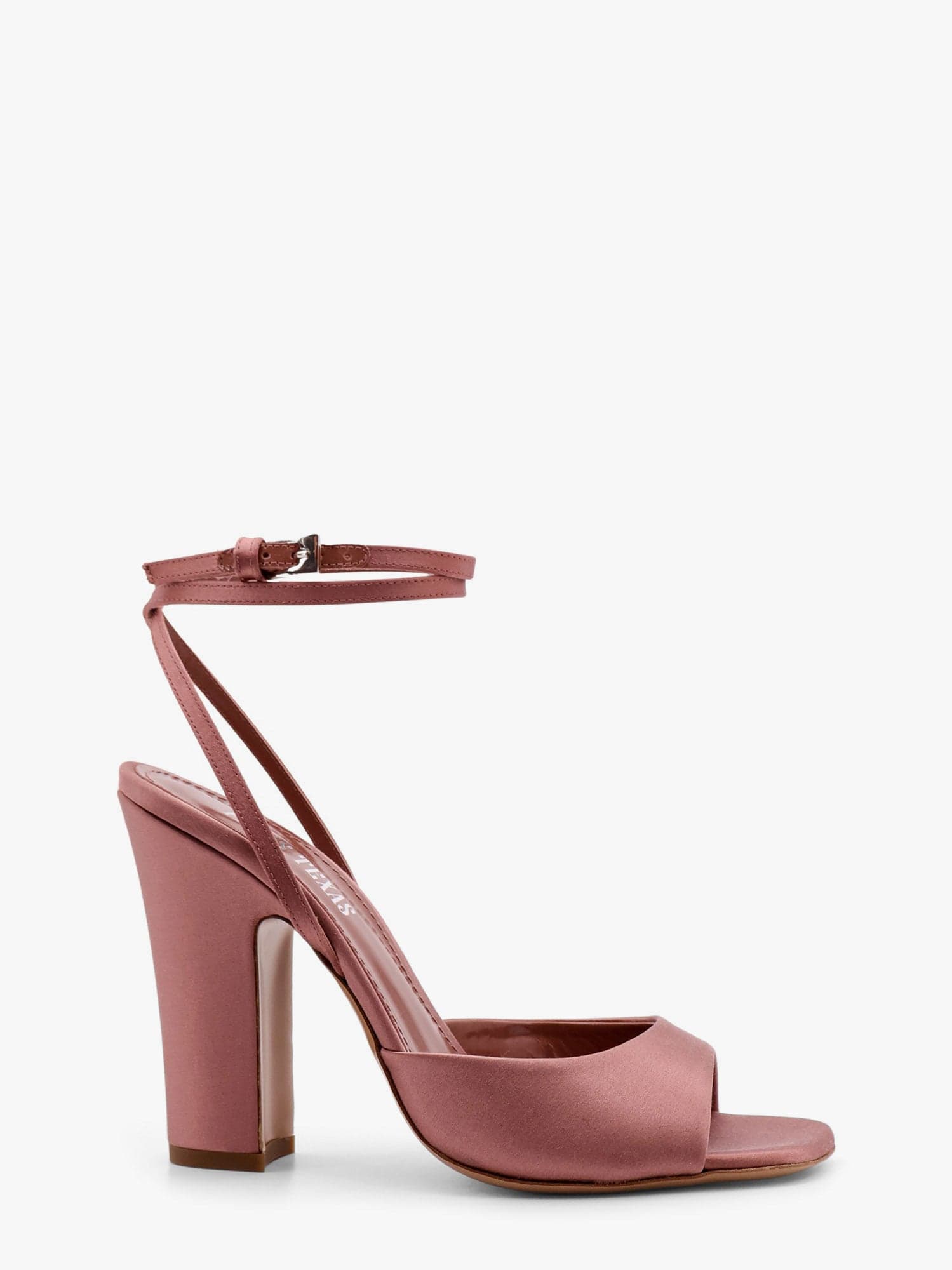 Paris Texas Satin Covered Heel Sandals With Squared Toe In Pink
