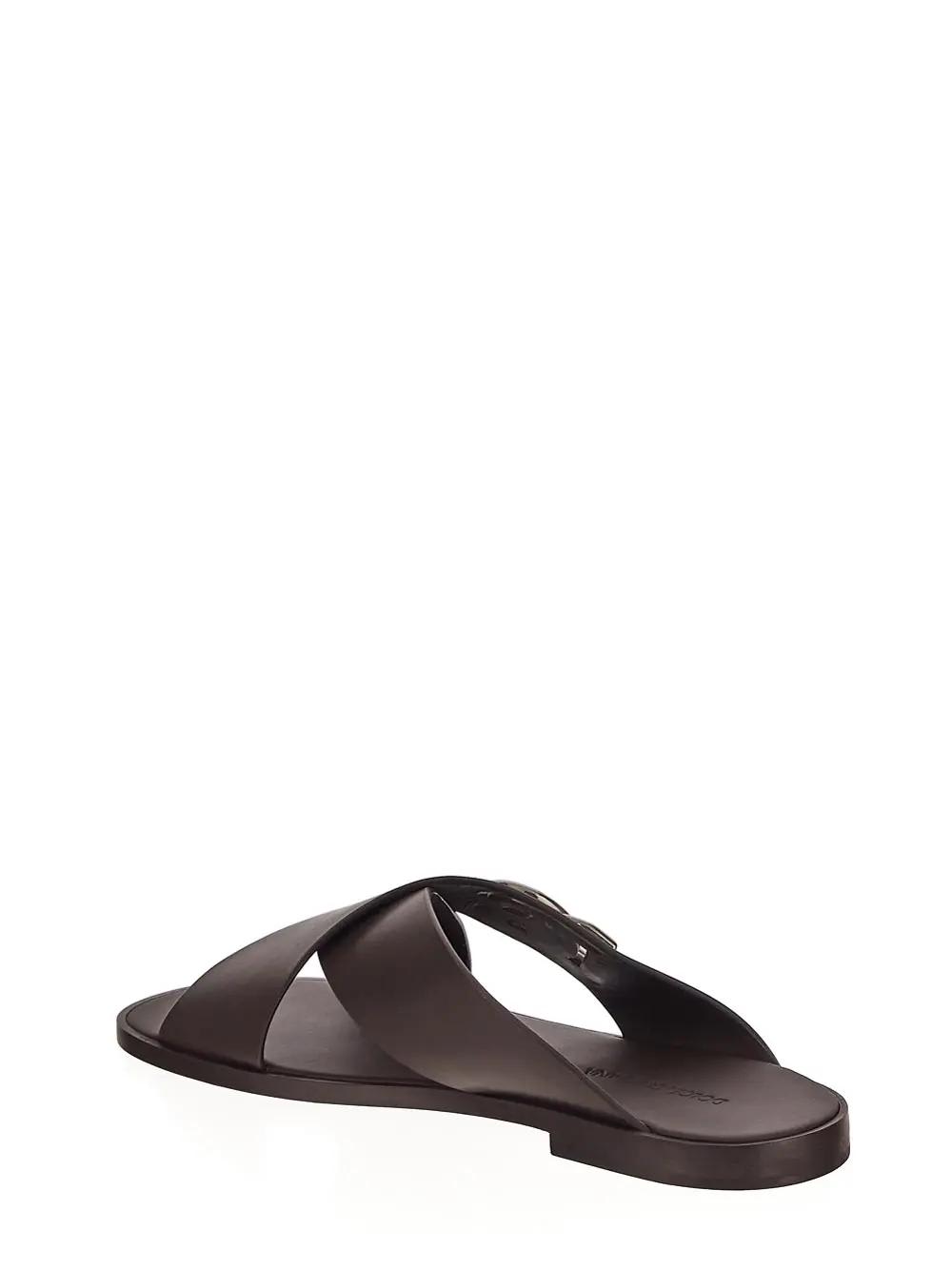 Shop Dolce & Gabbana Leather Sandals In Brown