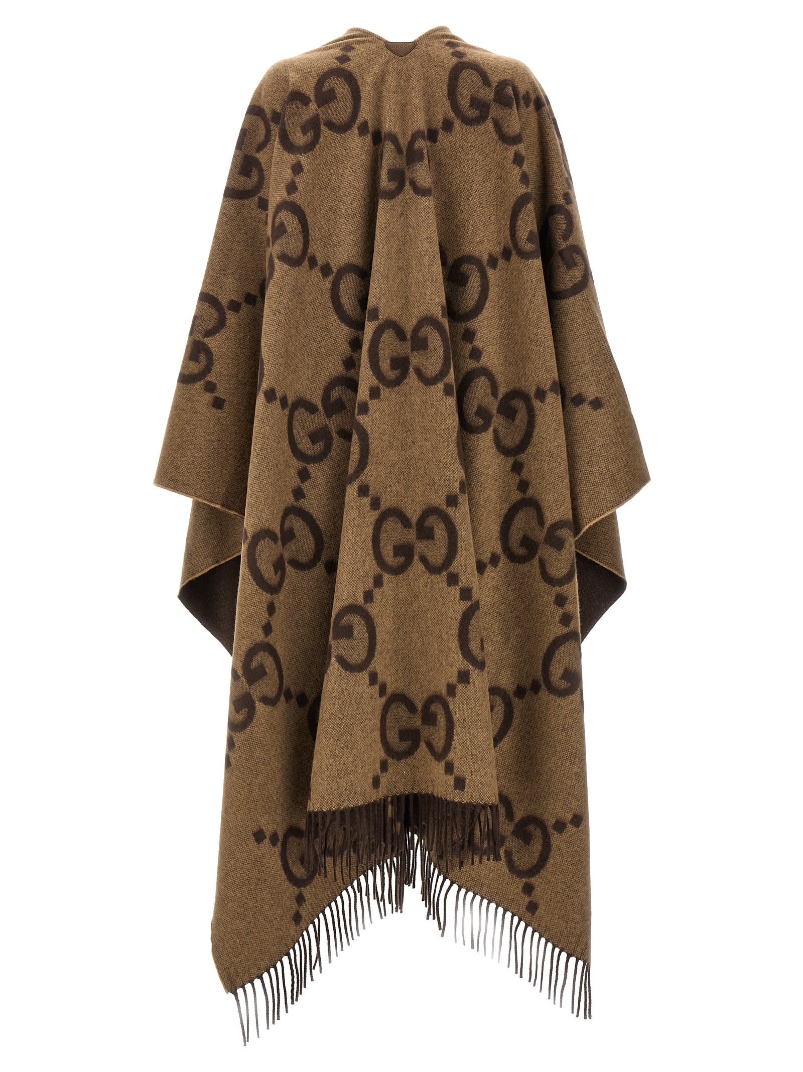 Shop Gucci Jumbo Gg Reversible Cape In Brown