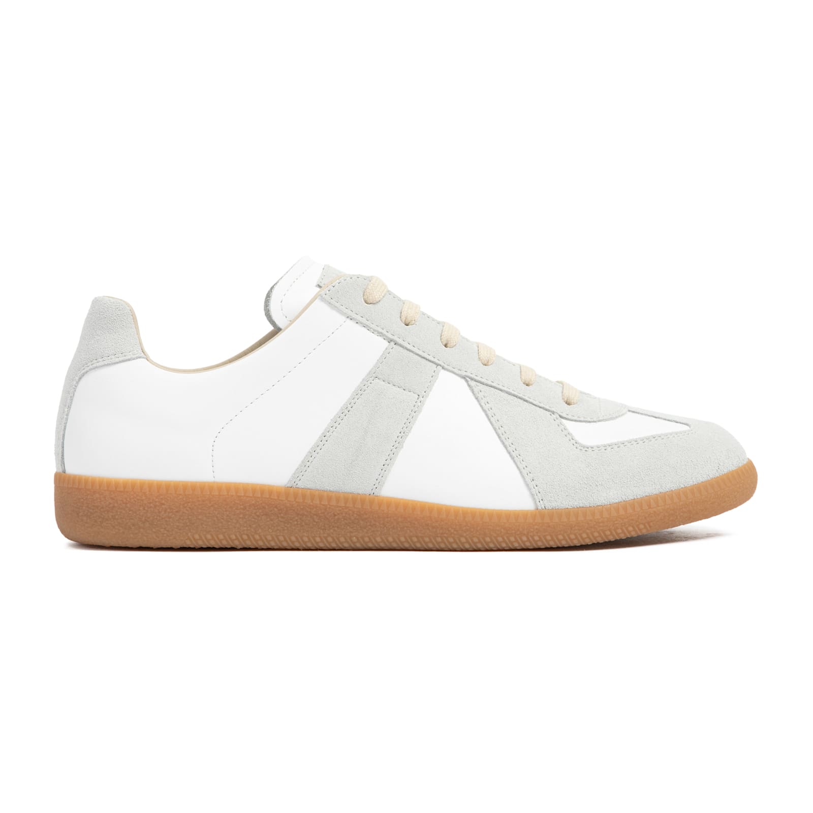 Maison Margiela White Sneakers With Smooth And Textured Accents In Multi