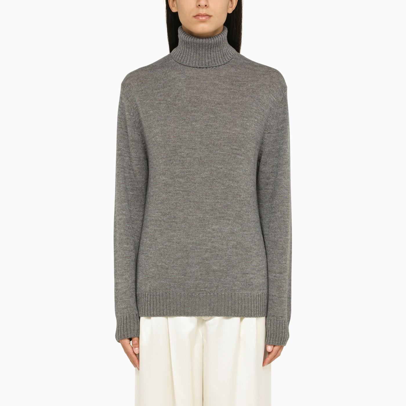 Shop Jil Sander Grey Regular Wool Turtleneck