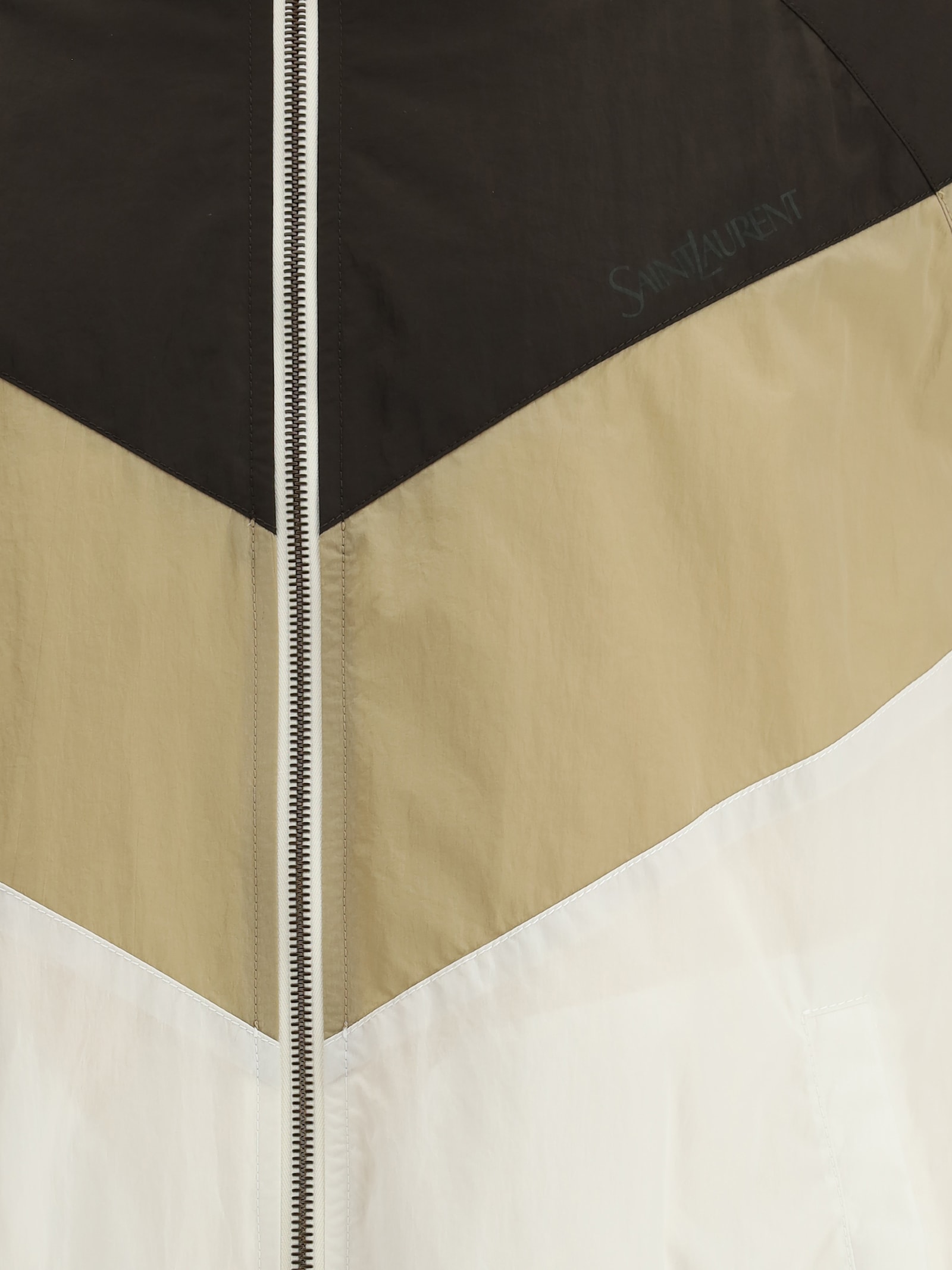 Saint Laurent Men's Veste De Sport Decou In Marron Ebene/ecru/be