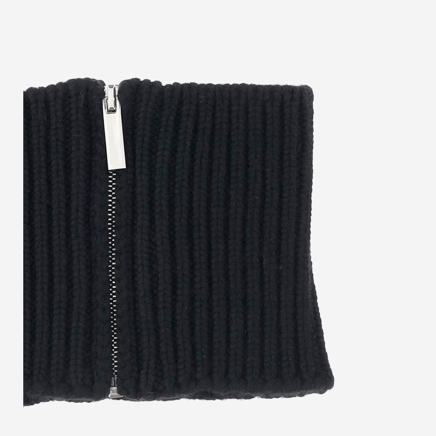 Sa Su Phi Zip-front Ribbed Neck Warmer Scarf In Blue