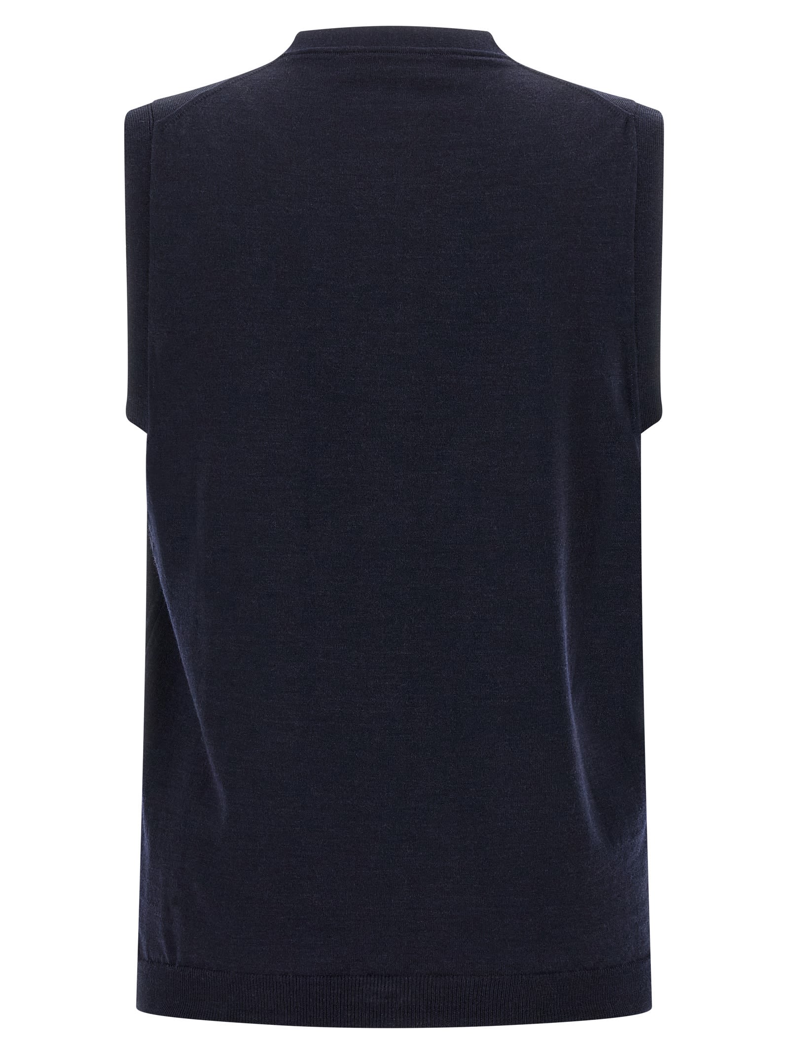 Zanone Sleeveless V-neck Ribbed Knit Vest In Blue