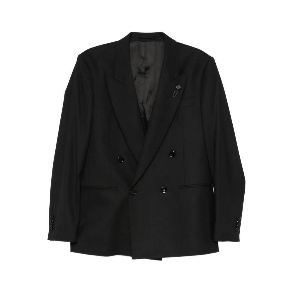 Lardini Double-breasted Blazer In Black