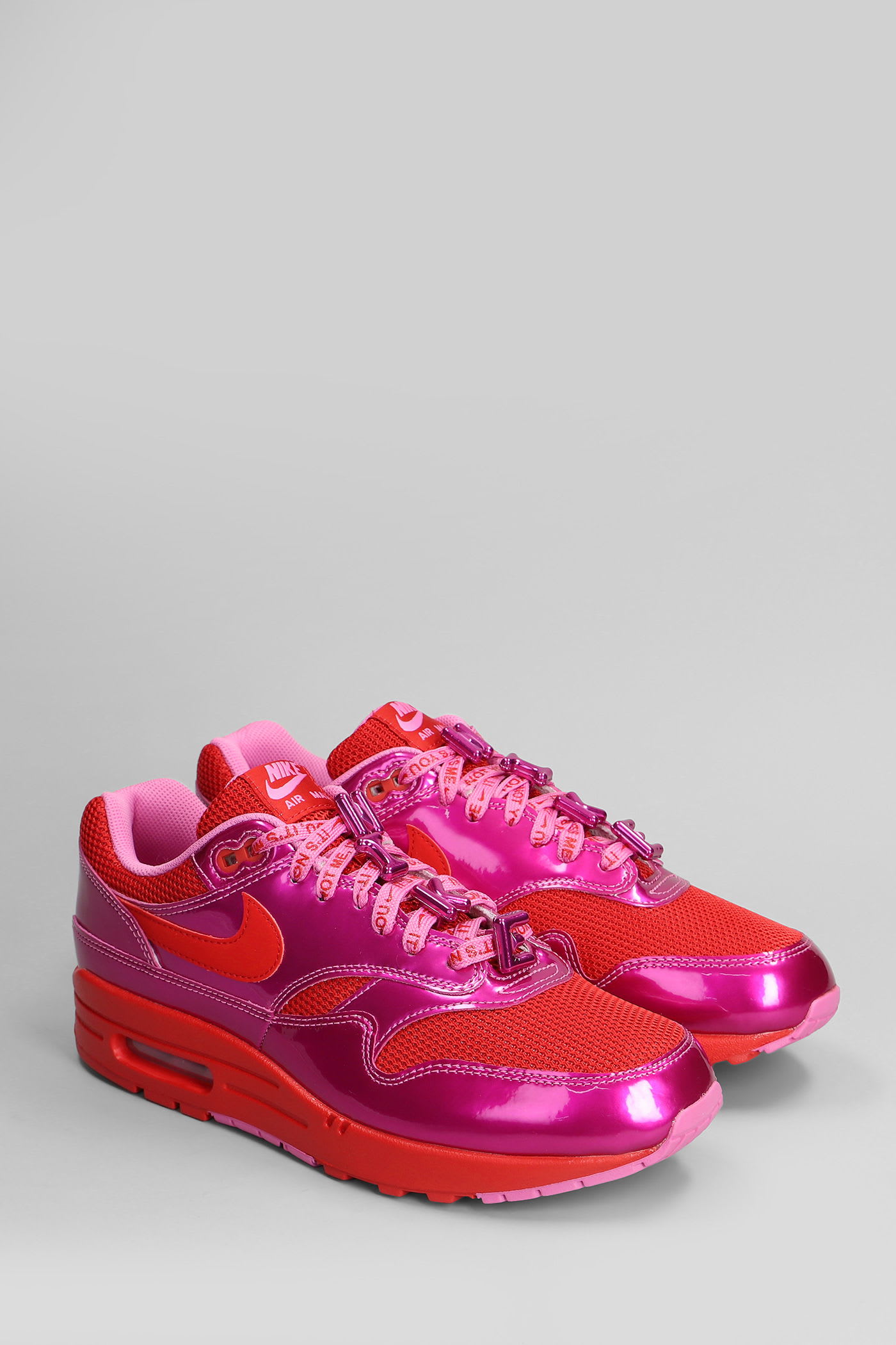 Nike Air Max 1 Prm Sneakers In Fuxia Leather And Fabric In Pink