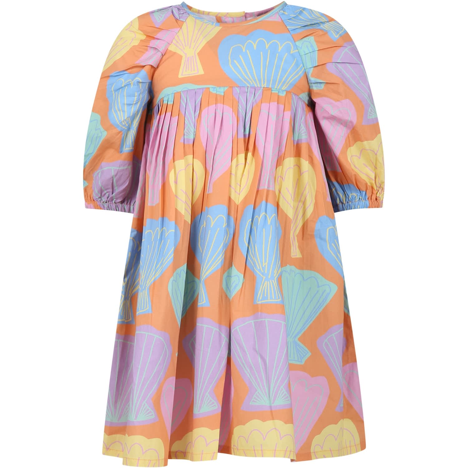 Shop Stella Mccartney Orange Dress Forg Irl With Seashells Print