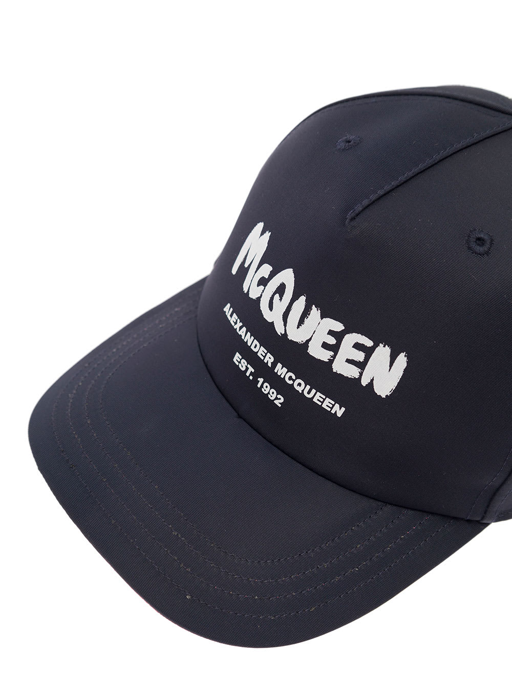 Shop Alexander Mcqueen Graffiti Black Polyfaille Hat With Logo  Man