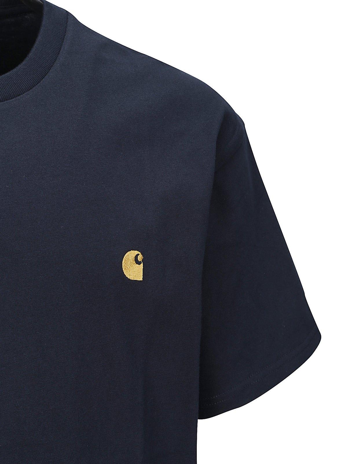 Carhartt Short Sleeve Chase T Shirt Dark Navy Gold In Mzxx Mizar Gold