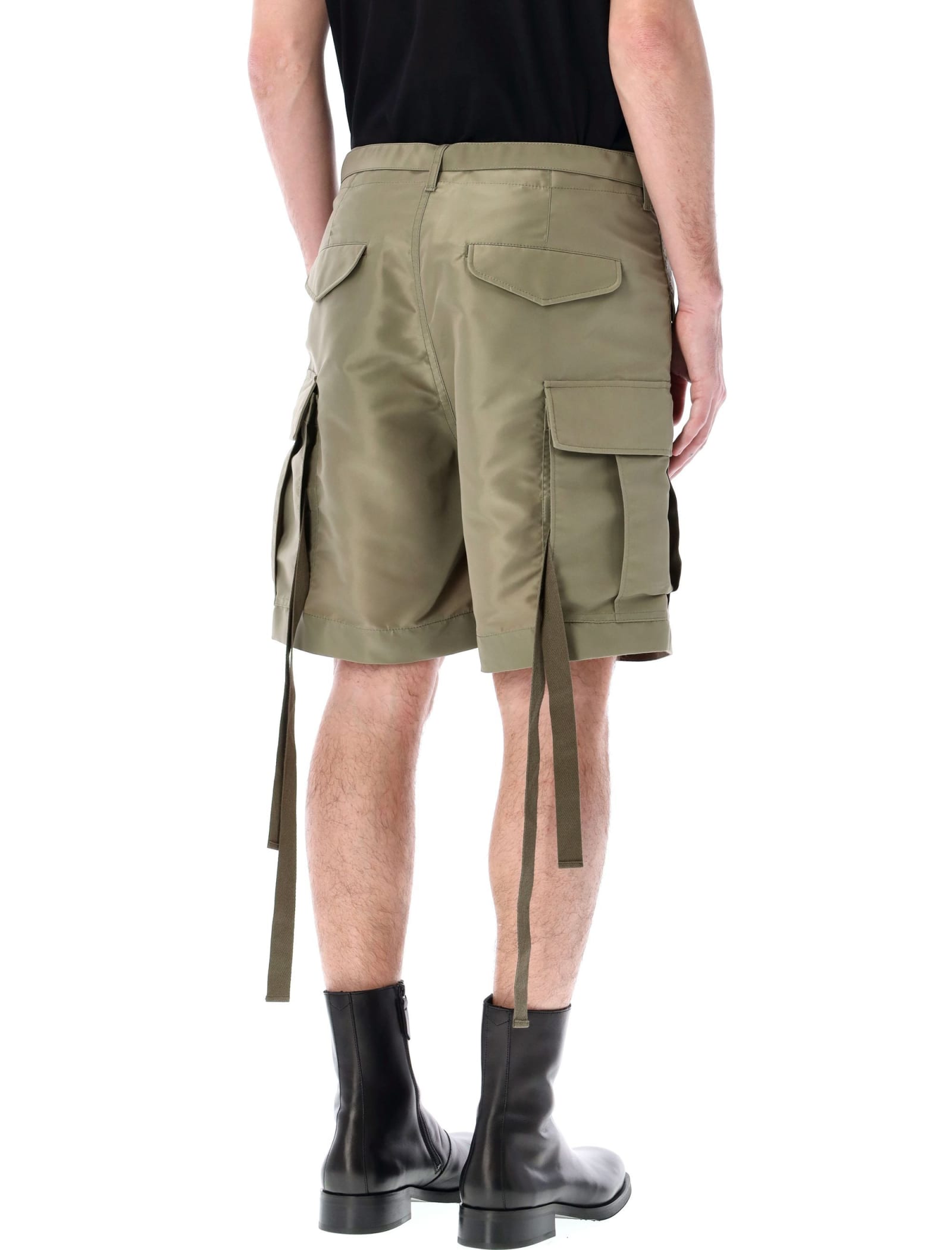 Shop Sacai Nylon Cargo Shorts In Lt Khaki