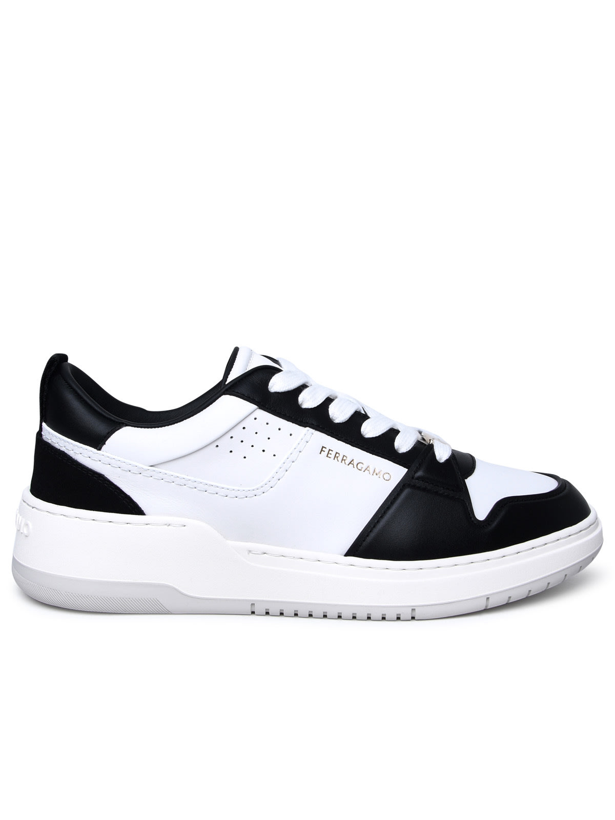 Shop Ferragamo Two-tone Leather Sneakers In Black