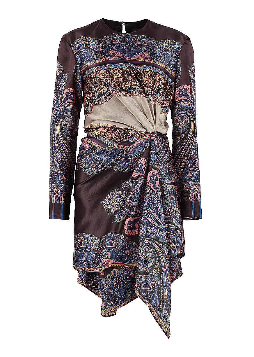 Etro Printed Silk Dress In Multi