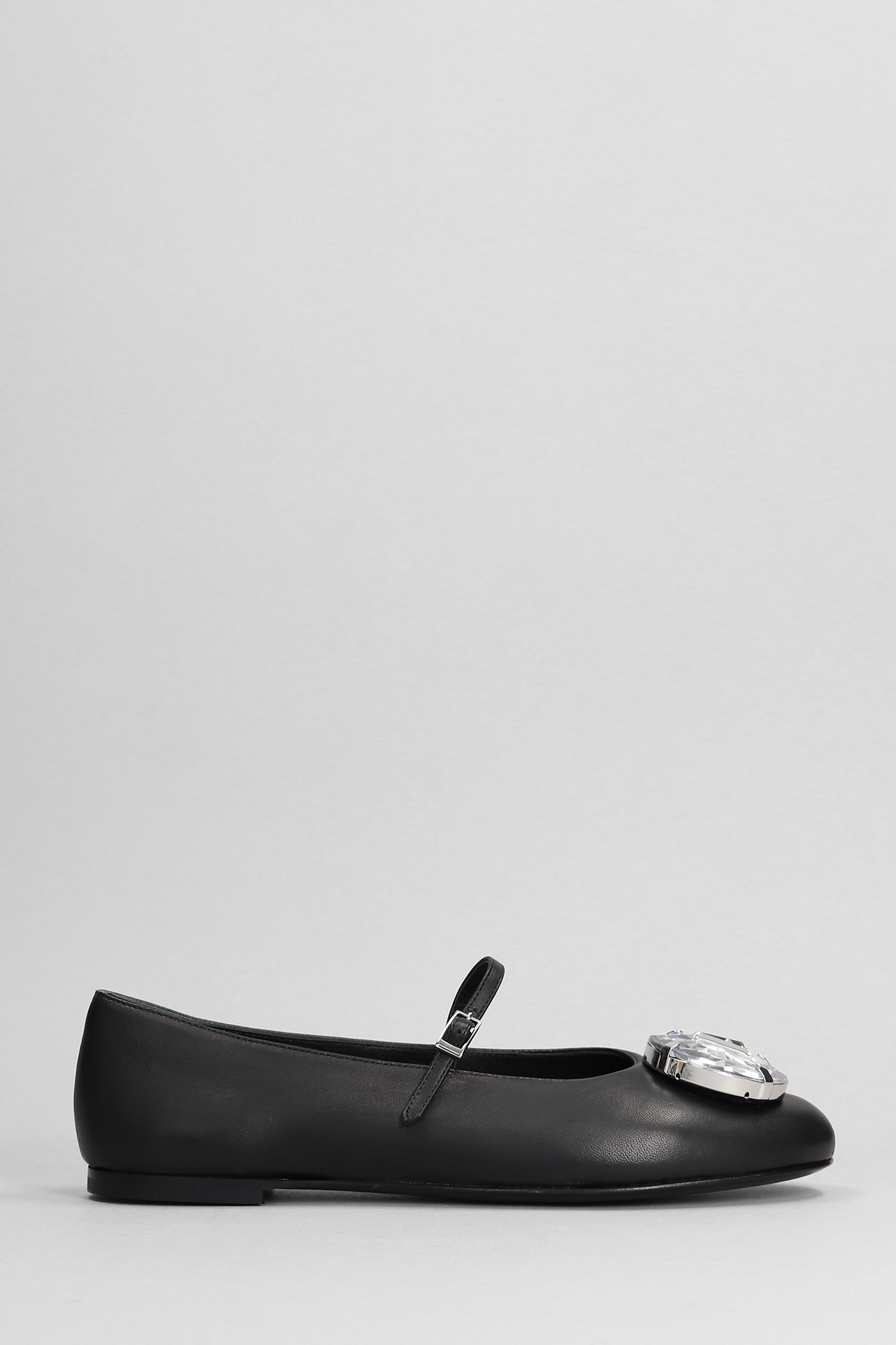 Shop Area Ballet Flats In Black Leather