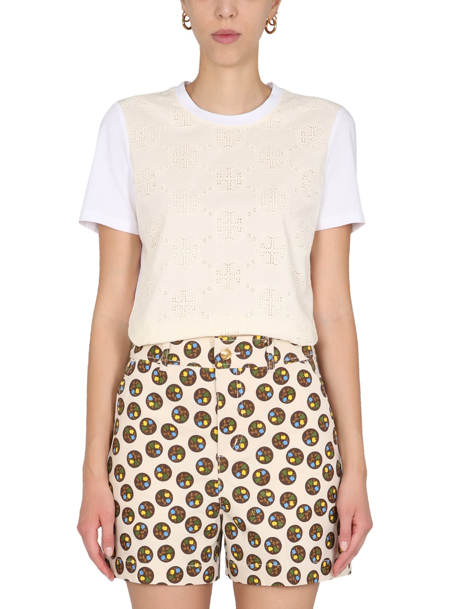 Tory Burch T-shirt With Perforated Logo