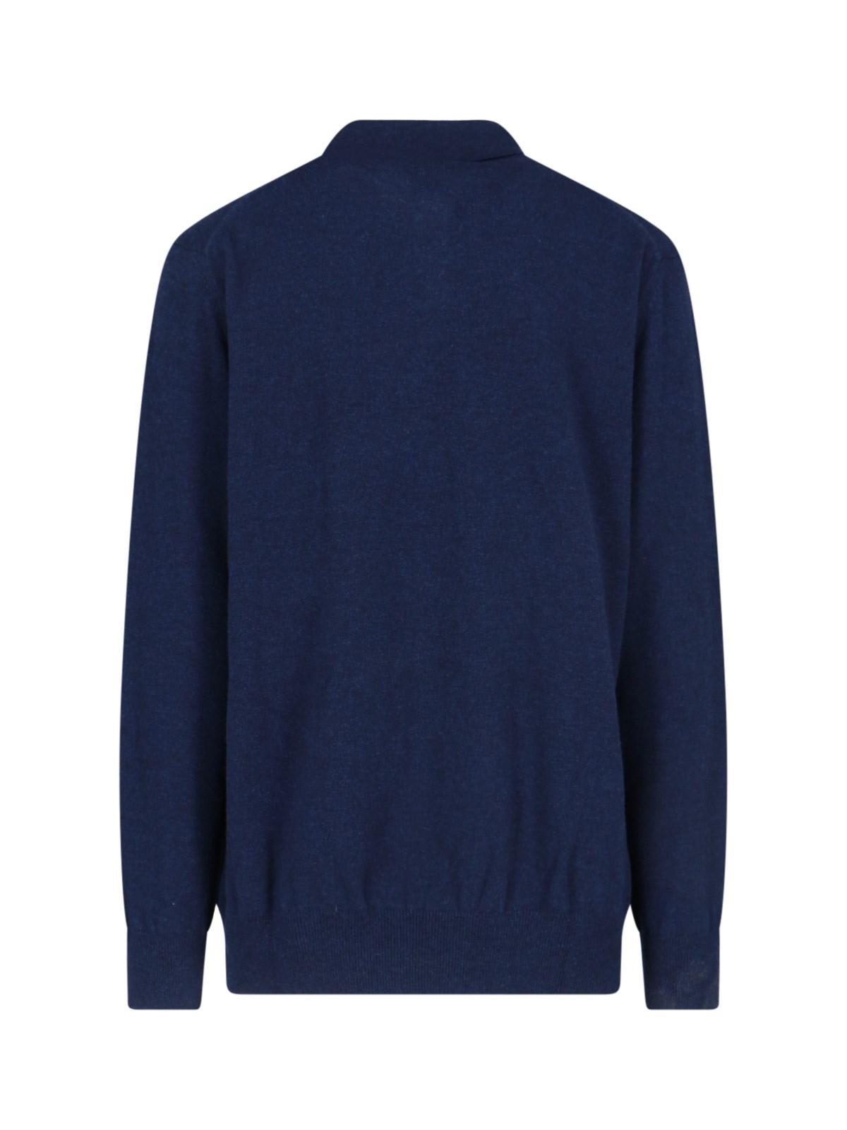 Shop Comme Des Garçons Shirt Knitted Polo Shirt In Navy