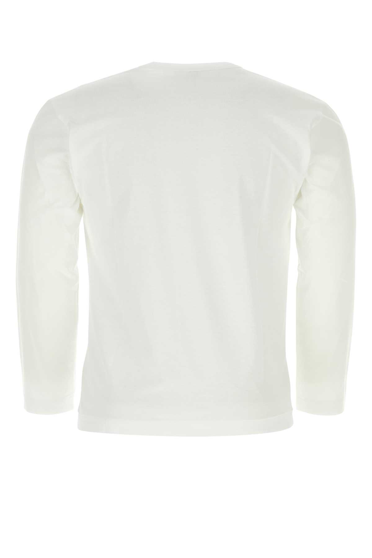 Shop Comme Des Garçons Play White Cotton T-shirt In Wht