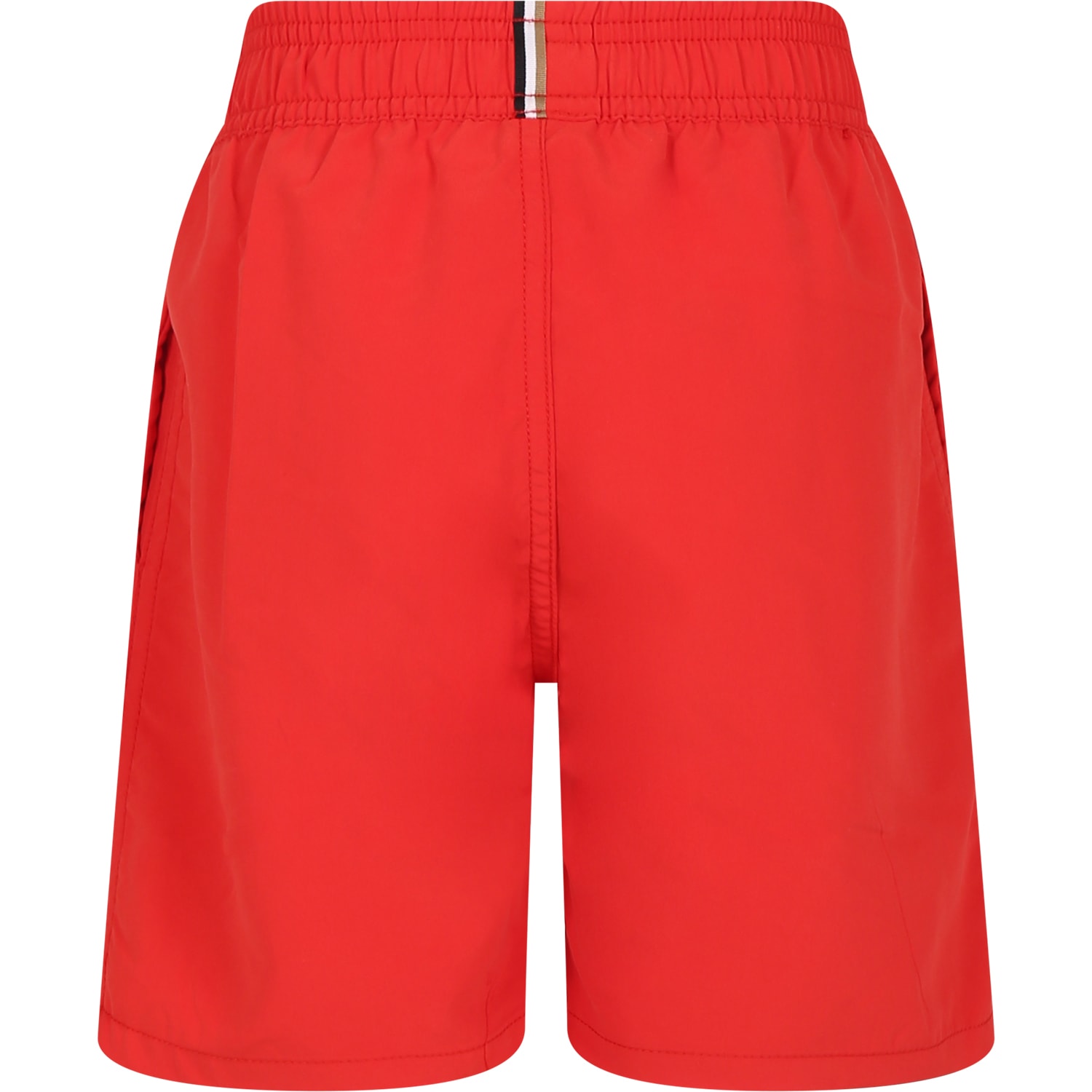 Shop Hugo Boss Red Swim Shorts For Boy With Logo
