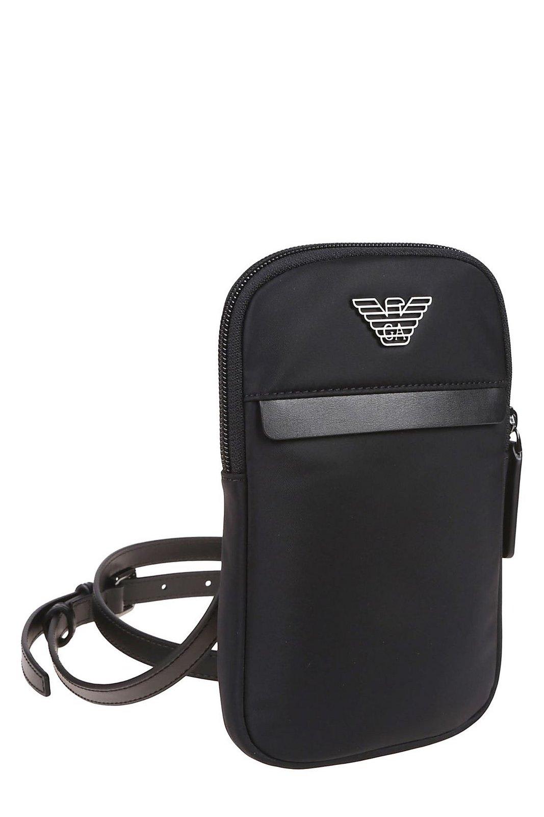 Emporio Armani Logo Patch Zipped Wallet In Black