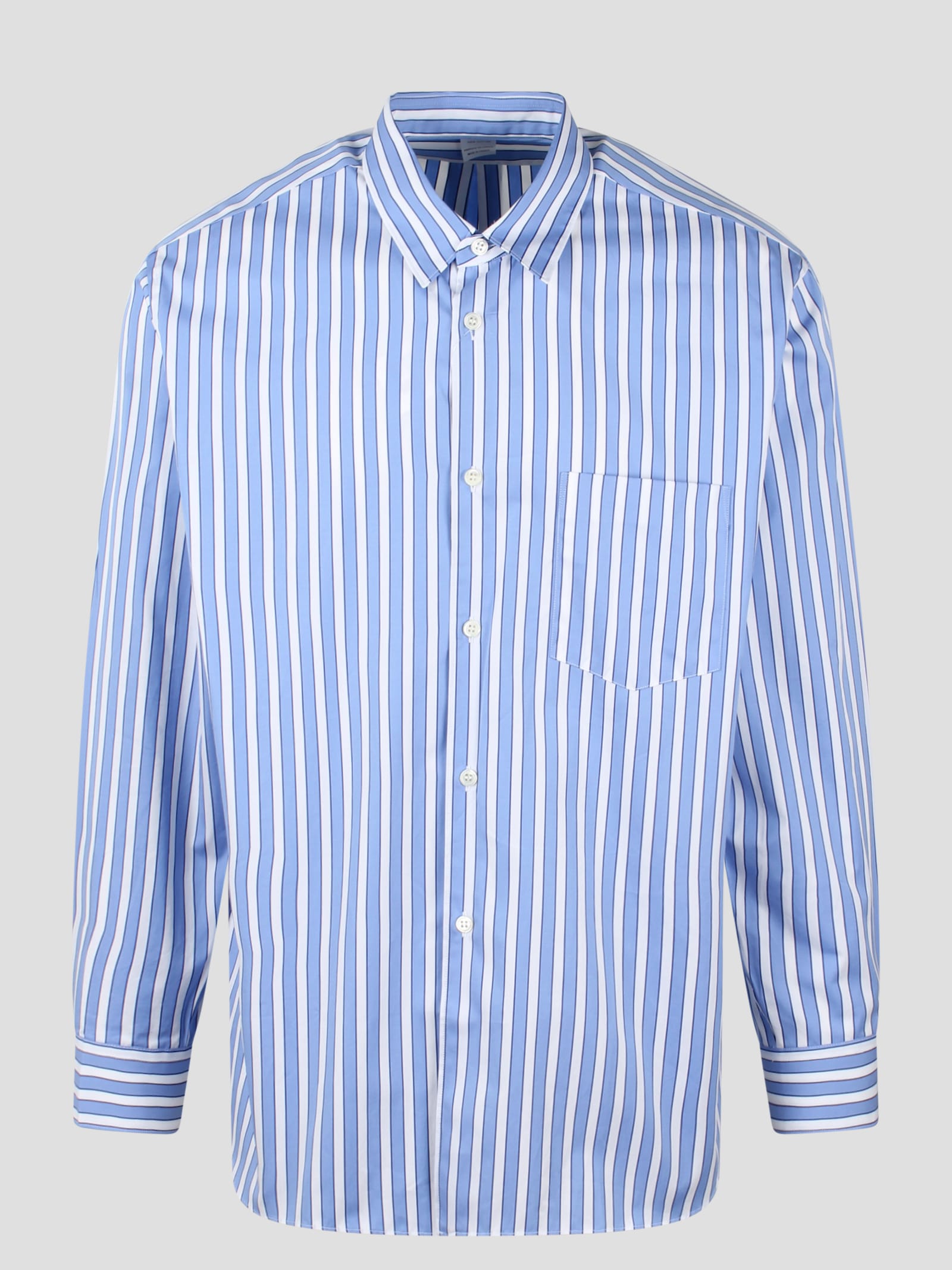 Comme Des Garçons Shirt Striped Long Sleeve Shirt In Blue