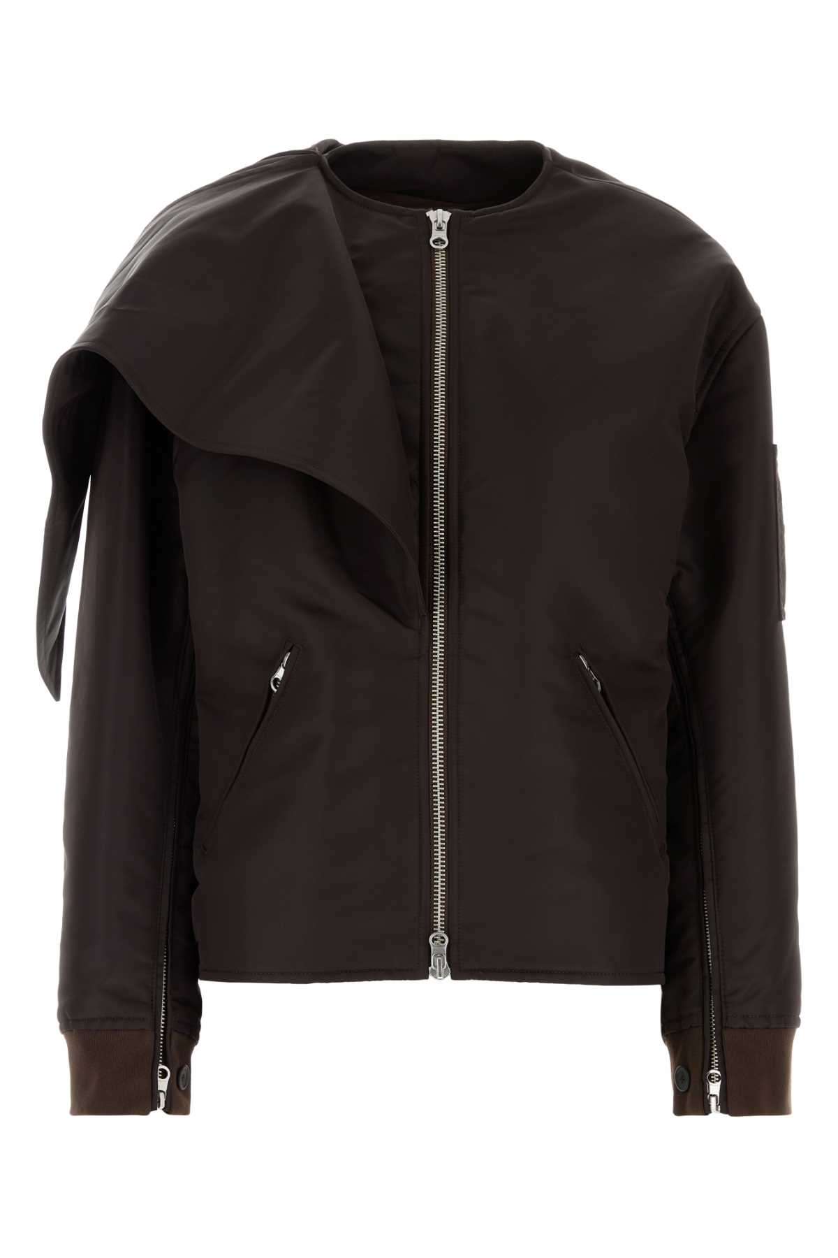 Shop Courrèges Chocolate Nylon Padded Jacket