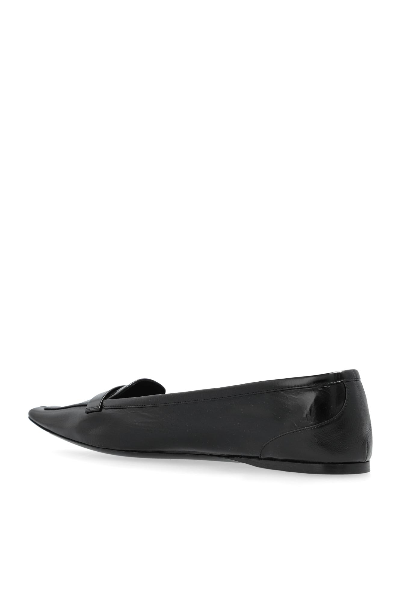Saint Laurent Poppy Leather Ballet Flats In Black