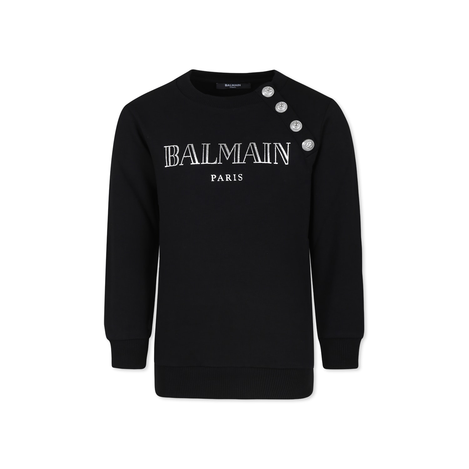 Shop Balmain Black Sweatshirt For Girl With Logo