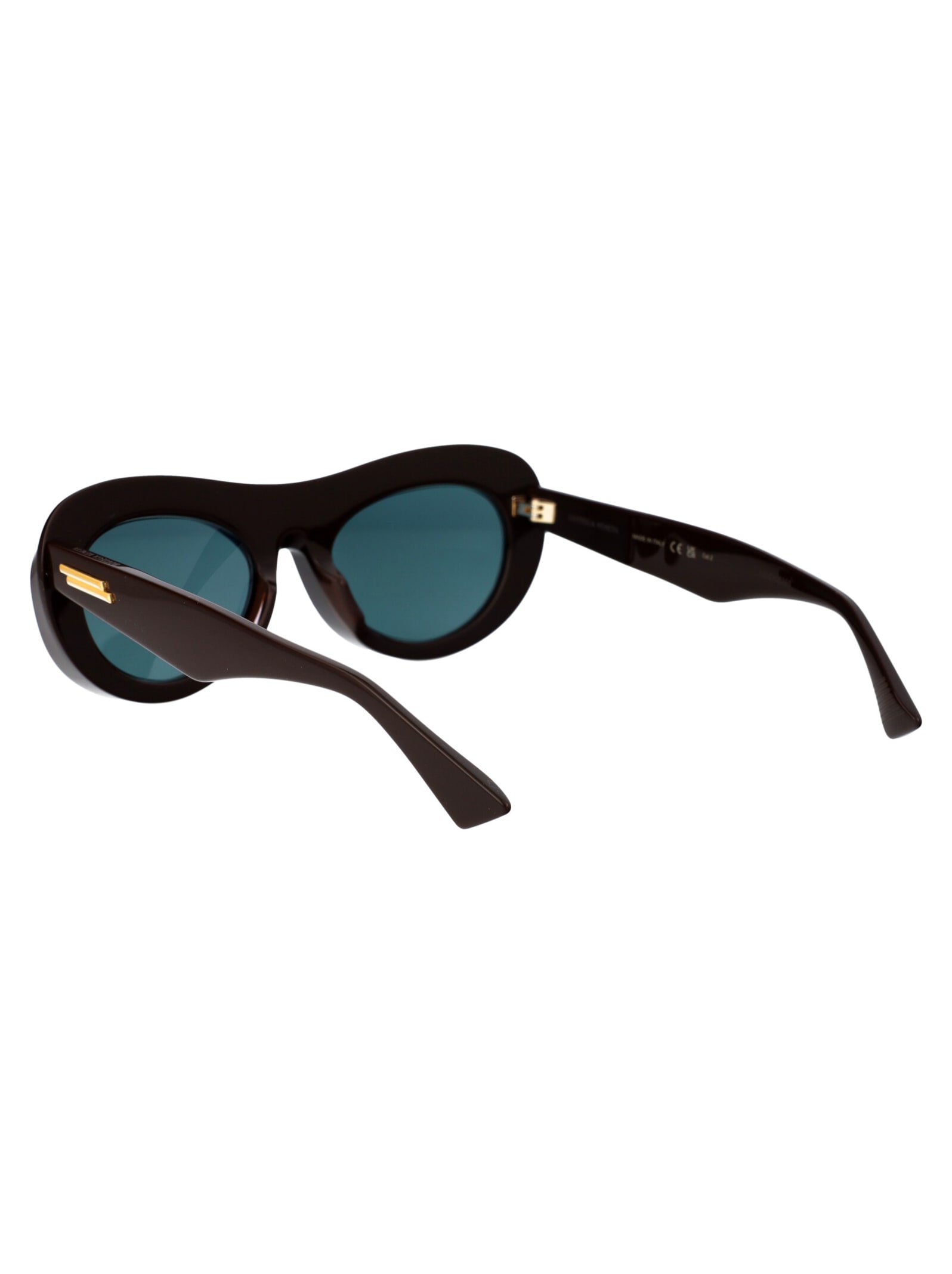 Bottega Veneta Brown Scoop Round Acetate Sunglasses In 004 Brown Brown Green