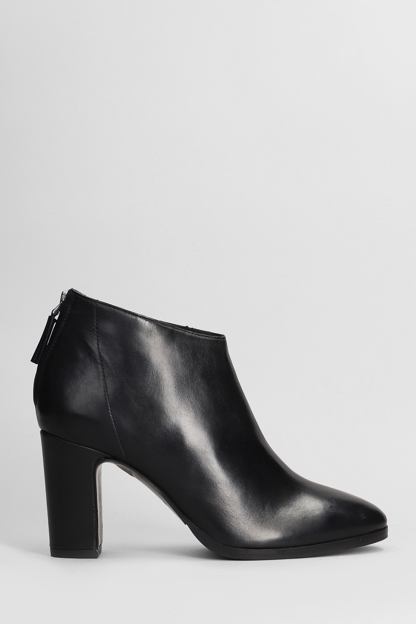 High Heels Ankle Boots In Black Leather