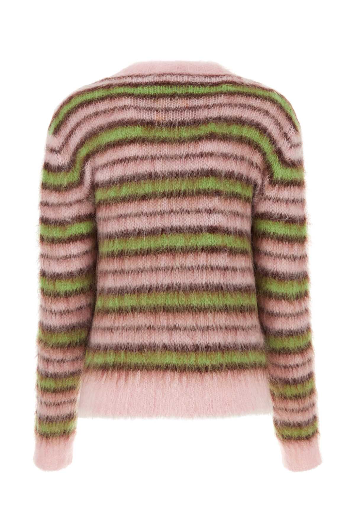 Shop Marni Embroidered Mohair Blend Sweater In Quartz