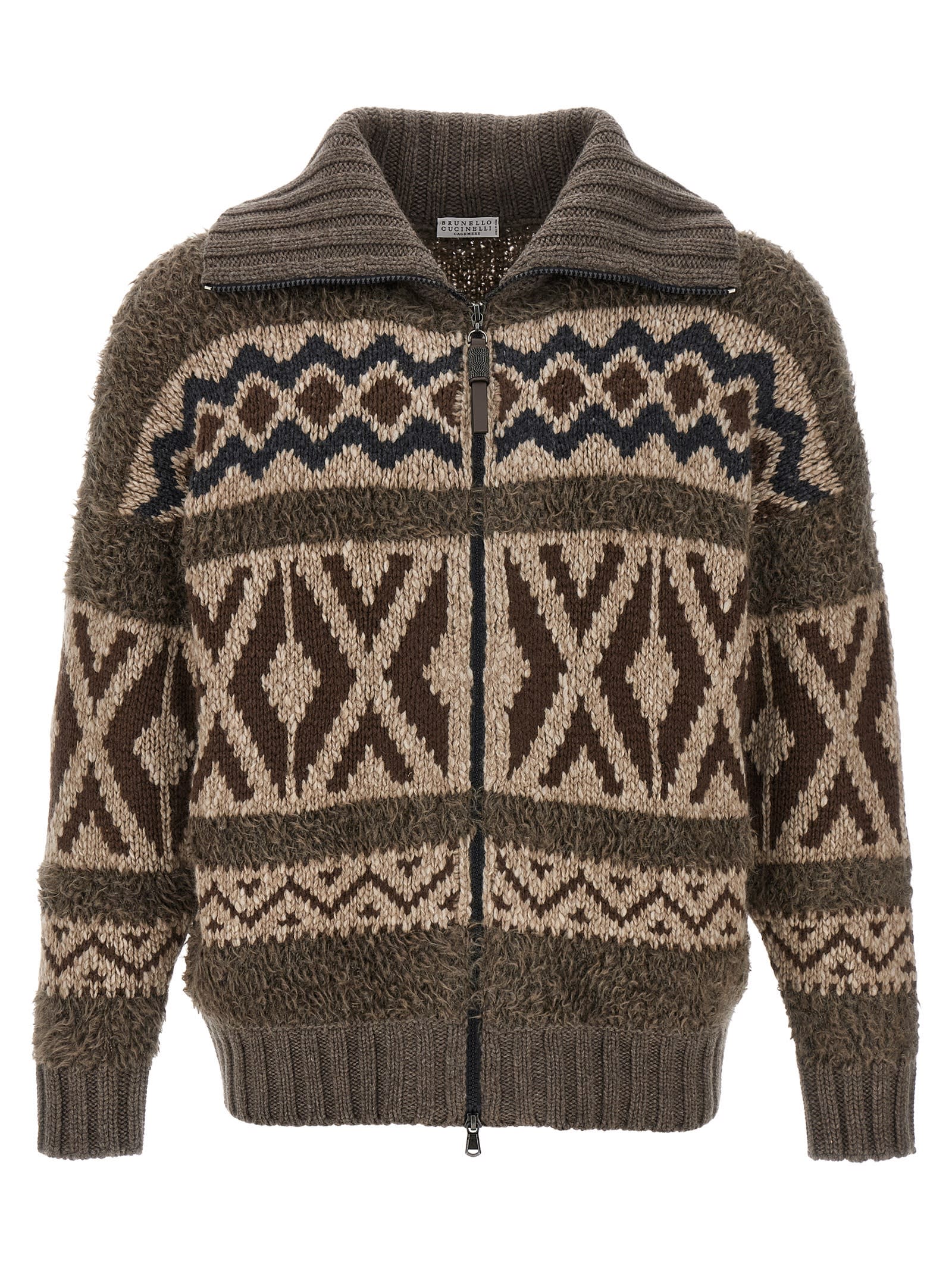 Shop Brunello Cucinelli Jacquard Cardigan In Multicolor