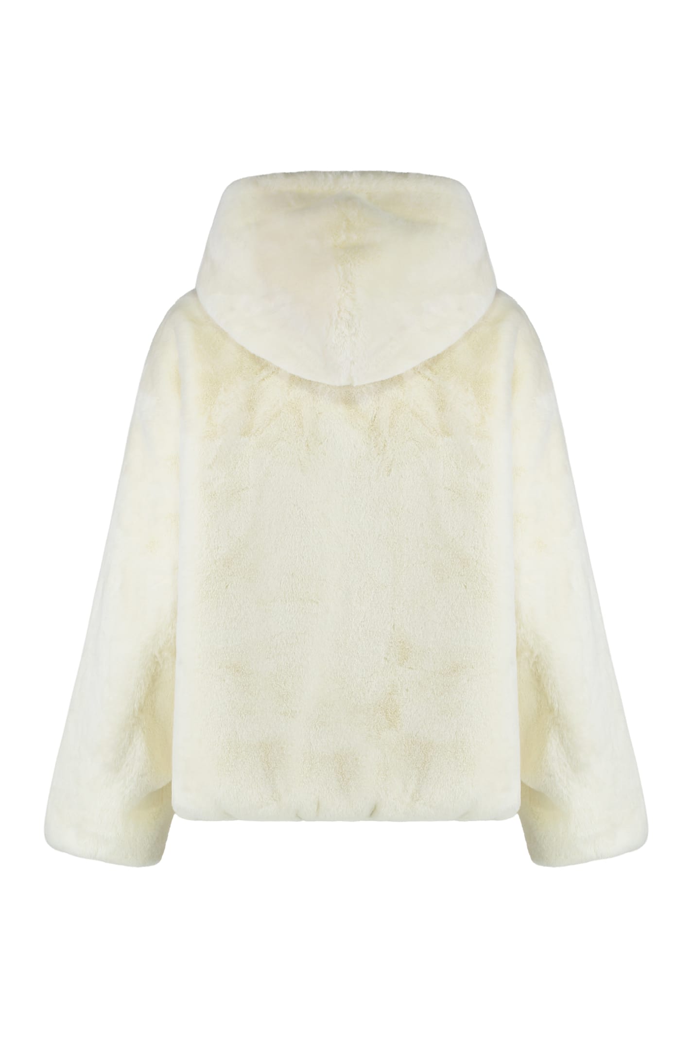 Tatras Yumola White Jacket With Drawstring Hood And Logo Patch On The Sleeve In Ecofur Woman In White