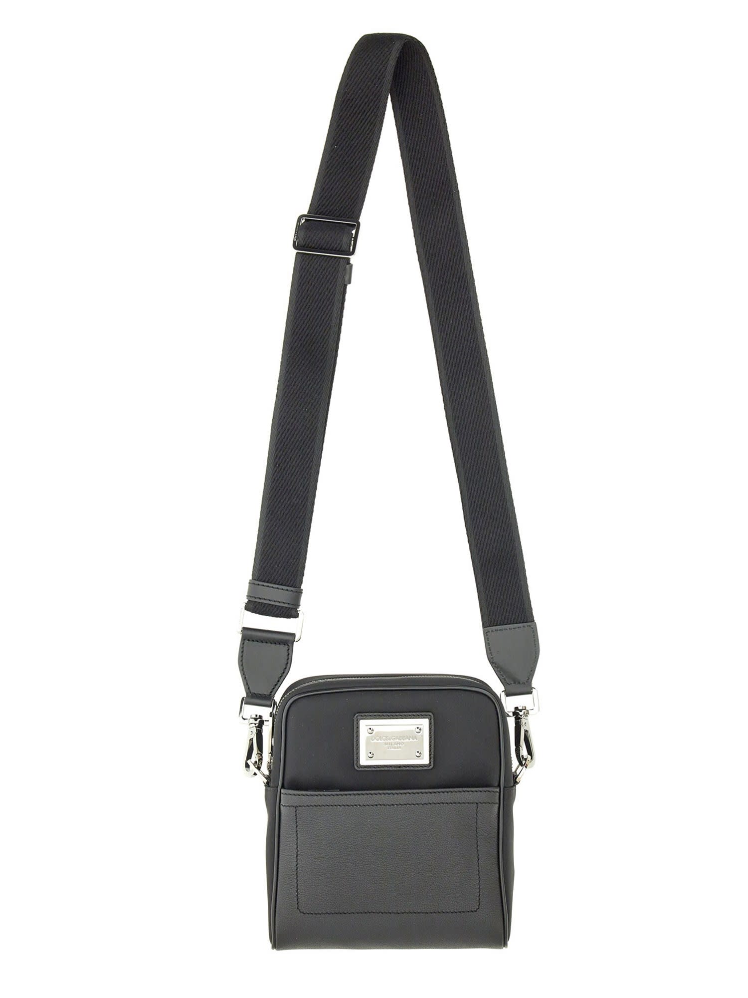 Dolce & Gabbana Shoulder Bag With Logo In Nero/nero